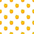 Bell pepper seamless pattern of sweet yellow Bulgarian peppe. Vector illustration of vegetables in cartoon simple style