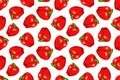 Bell pepper seamless pattern. Whole red peppers with leaves on white background. Vector illustration of vegetables in Royalty Free Stock Photo