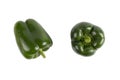 Bell pepper, two big green, perfect isolate on a white background