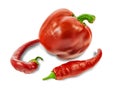 Bell pepper and two peppers chilli Royalty Free Stock Photo