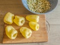 Bell peppers and cheese and greens filling Royalty Free Stock Photo