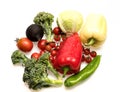 Bell peppers with cherry tomatoes and cabbages isolated on white Royalty Free Stock Photo