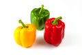 Bell peppers over white background, Green, yellow and red Fresh Royalty Free Stock Photo