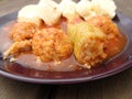 Stuffed peppers, minced meat, rice, tomato sauce, dumplings Royalty Free Stock Photo