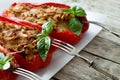 Bell Peppers Stuffed With Tuna Fish Royalty Free Stock Photo