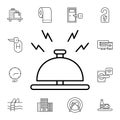 Bell, reception flat vector icon in hotel service pack