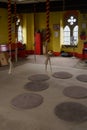 Bell Ringers Ropes Hanging Down in a Church Ringing Chamber.