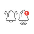 Bell ringing and notification line icon