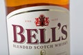 Bell`s blended Scotch Whisky bottle closeup