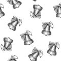 Bell seamless pattern isolated on white bacground.