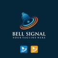 Bell Signal Logo template with apps icon. Vector Illustrator Eps.10