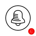 Bell simple icon. Ringer in a round symbol button.