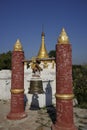 Bell and Stupa of Maha Aung Mye Bonzan Monastery (Inwa, Myanmar) Royalty Free Stock Photo