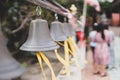 The bell in the temple hung on the pillar beside