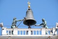 The bell on top of an ancient Clock Tower Torre dell`Orologio in the Piazza San Marco, Venice Royalty Free Stock Photo