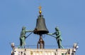 Bell on top of Astronomical clock tower in St. Mark`s square, Venice, Italy Royalty Free Stock Photo