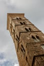 The bell tower of the Basilica of Saint Mary Major, a Romanesque-style Roman Catholic church located in Bonifacio, Corsica