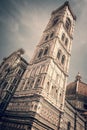 Bell tower campanile of the Cathedral Santa Maria del Fiore Duomo, in Florence, Tuscany Italy Royalty Free Stock Photo