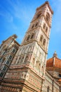 Bell tower campanile of the Cathedral Santa Maria del Fiore Duomo, in Florence, Tuscany Italy Royalty Free Stock Photo