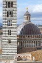 Bell tower Campanile and Siena Cathedral Duomo di Siena in Tuscany, Italy Royalty Free Stock Photo