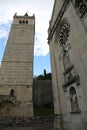 Bell tower of Cathedral of Gemona del Friuli a small town in Nor Royalty Free Stock Photo