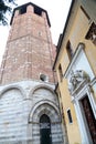 Bell tower of Cathedral Santa Maria Maggiore of Udine, Italy Royalty Free Stock Photo