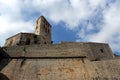 Cathedral and walls of the citadel of the city of Ibiza town, in Spain Royalty Free Stock Photo