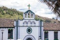 Bell tower of the chapel dedicated to Divine Mercy in the small town of Mongui in Colombia