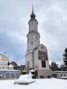 Bell tower and chapel of John Chrysostom in Zlatoust on Red hill. Chelyabinsk region, Russia Royalty Free Stock Photo