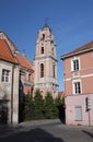 The bell tower of the church of All Saints in Vilnius