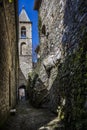 Bell tower of the Church of Equi Terme Royalty Free Stock Photo