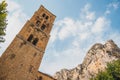 Bell tower of Church of Our Lady of the Assumption at Moustiers Sainte Marie, France Royalty Free Stock Photo