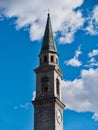 Bell tower church pinzolo Italy against cloudy blue sky Royalty Free Stock Photo