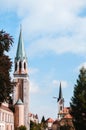 Bell tower of Church of the sacred heart, La Chaux de Fonds, Switzerland Royalty Free Stock Photo