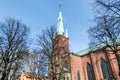 Bell tower of the Church of Saint Clare or Klara Church, a church in central Stockholm, located on Klara Vastra Kyrkogata in the Royalty Free Stock Photo