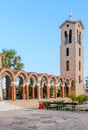 Bell tower of the church of Saint Nektarios. Faliraki . Royalty Free Stock Photo