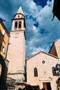Bell tower of Church of St John the Baptist in Old Town of Budva, Montenegro Royalty Free Stock Photo
