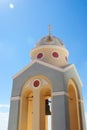 Bell tower of a church at sunset, Santorini island, Greece Royalty Free Stock Photo