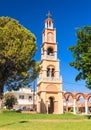 The bell tower of the church in the village of Pilon (Pylonas) Royalty Free Stock Photo