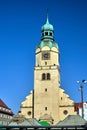 Bell tower with a clock in an historic church Royalty Free Stock Photo