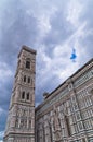 Bell tower detail of Florence Santa Maria del Fiore cathedral in Tuscany Royalty Free Stock Photo