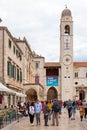 Bell tower on the east side of the Stradun in old town Dubrovnik