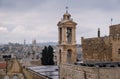 The bell tower of the famous Church of the Nativity. Bethlehem Royalty Free Stock Photo