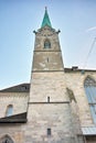 Bell Tower of Fraumunster Church, city of Zurich, Switzerland