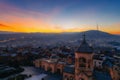 Bell Tower Gate and downtown at sunset, Tbilisi, Georgia