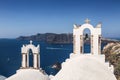 The bell tower Greek Orthodox Church in the small town of Oia in Santorini, Greece Royalty Free Stock Photo