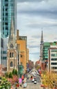 Bell tower of the Holy Savior Church in Montreal, Canada Royalty Free Stock Photo