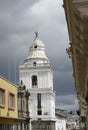 Bell tower at the Iglesia de San AgustÃÂ­n. Quito, EC Royalty Free Stock Photo