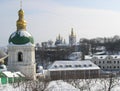 The bell tower in the Near Caves and the temples of the distant caves of the Kiev-Pechersk Lavra