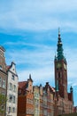 Bell tower in old Gdansk city, Poland Royalty Free Stock Photo